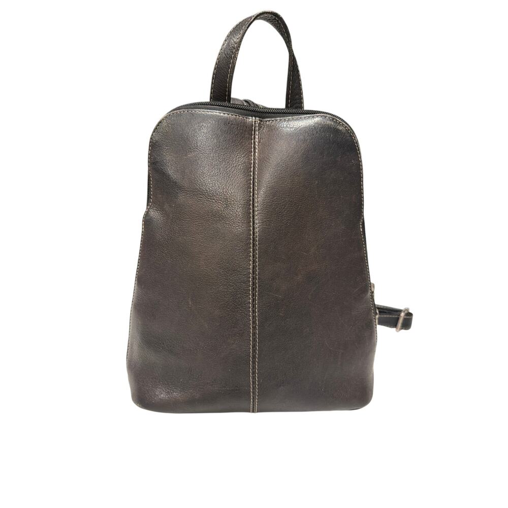 Le Donne Genuine Leather Zip Sling Or Backpack Black